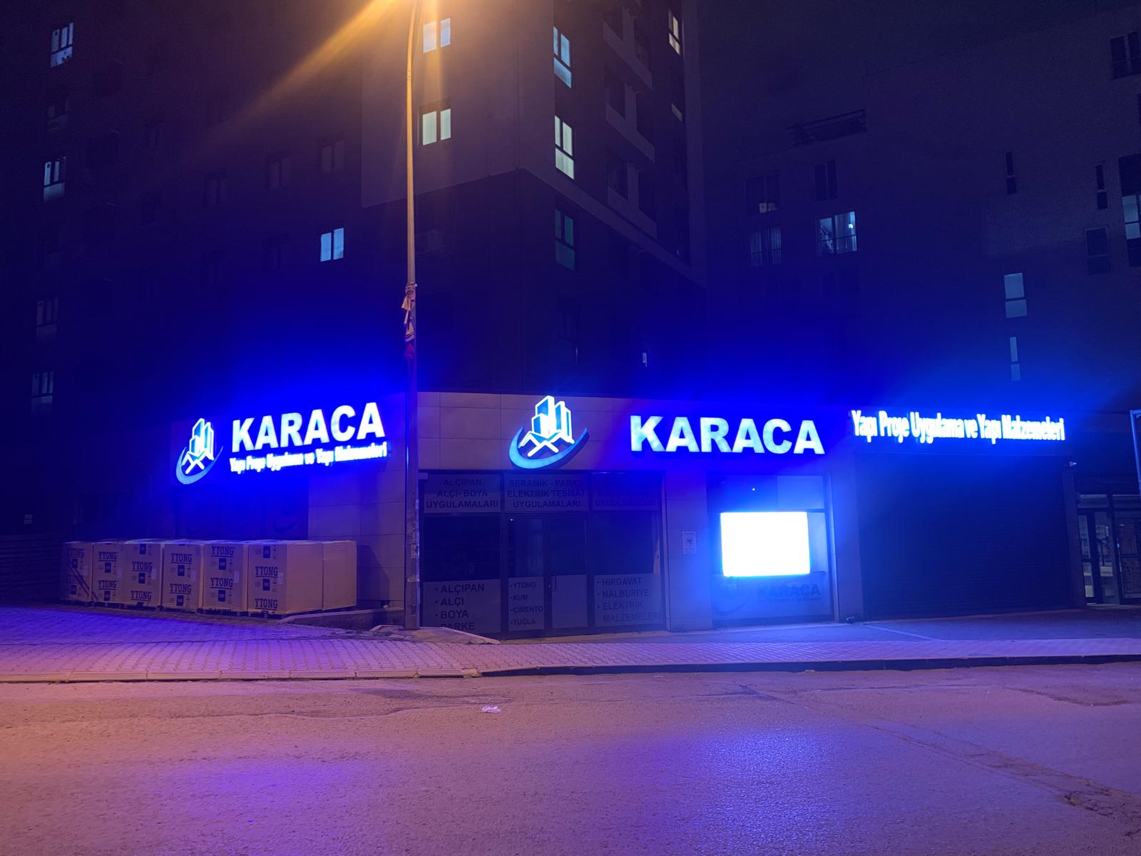 Karaca Yapı Market magaza cephesi ve tabela